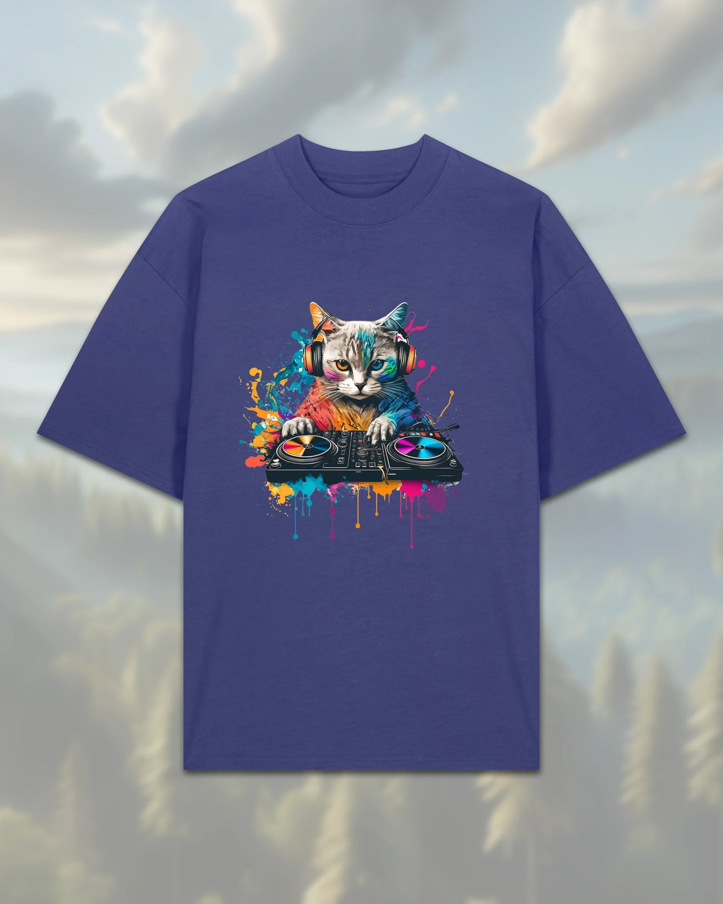 Oversize T-Shirt | Cat DJ - Dusk / XXS - Shirts