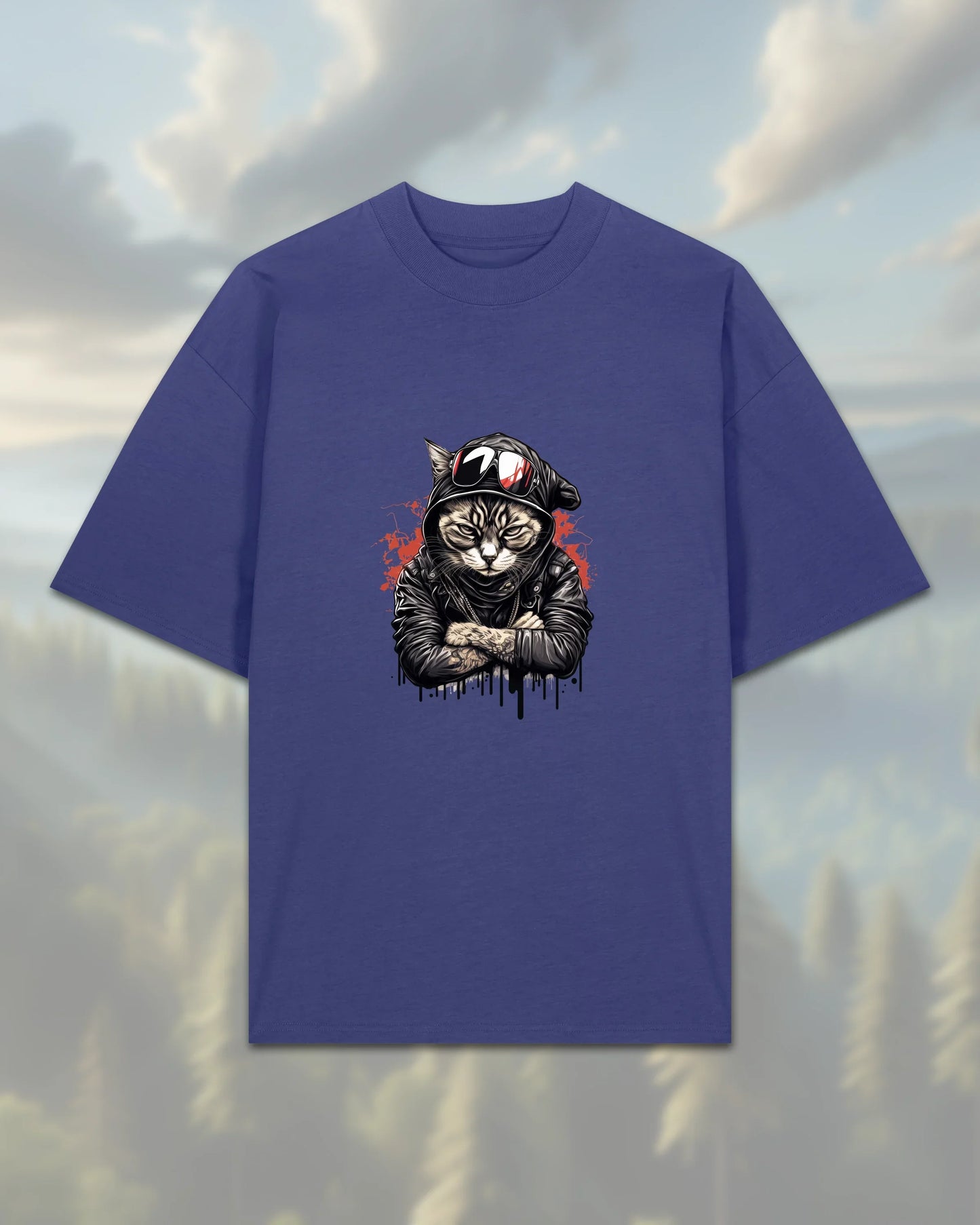 Oversize T-Shirt | Cat in Hoodie 2 - Dusk / XXS - Shirts