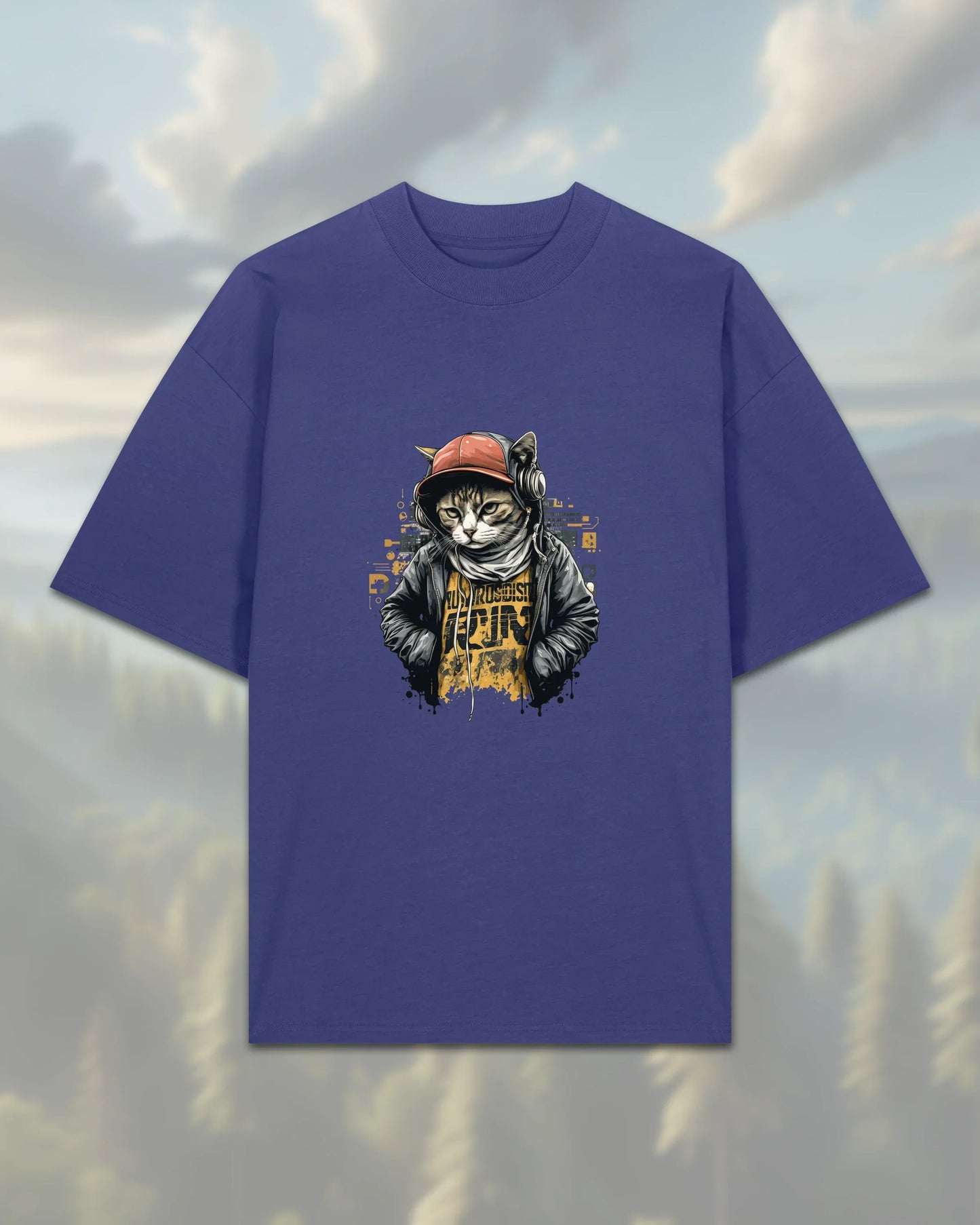 Oversize T-Shirt | Cat in Hoodie - Dusk / XXS - Shirts