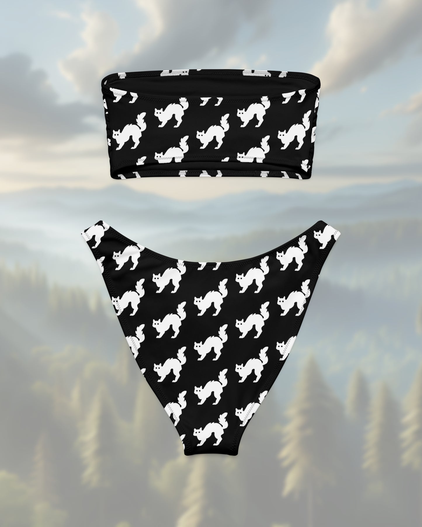 Recycelter Bandeau-Bikini mit Allover-Druck