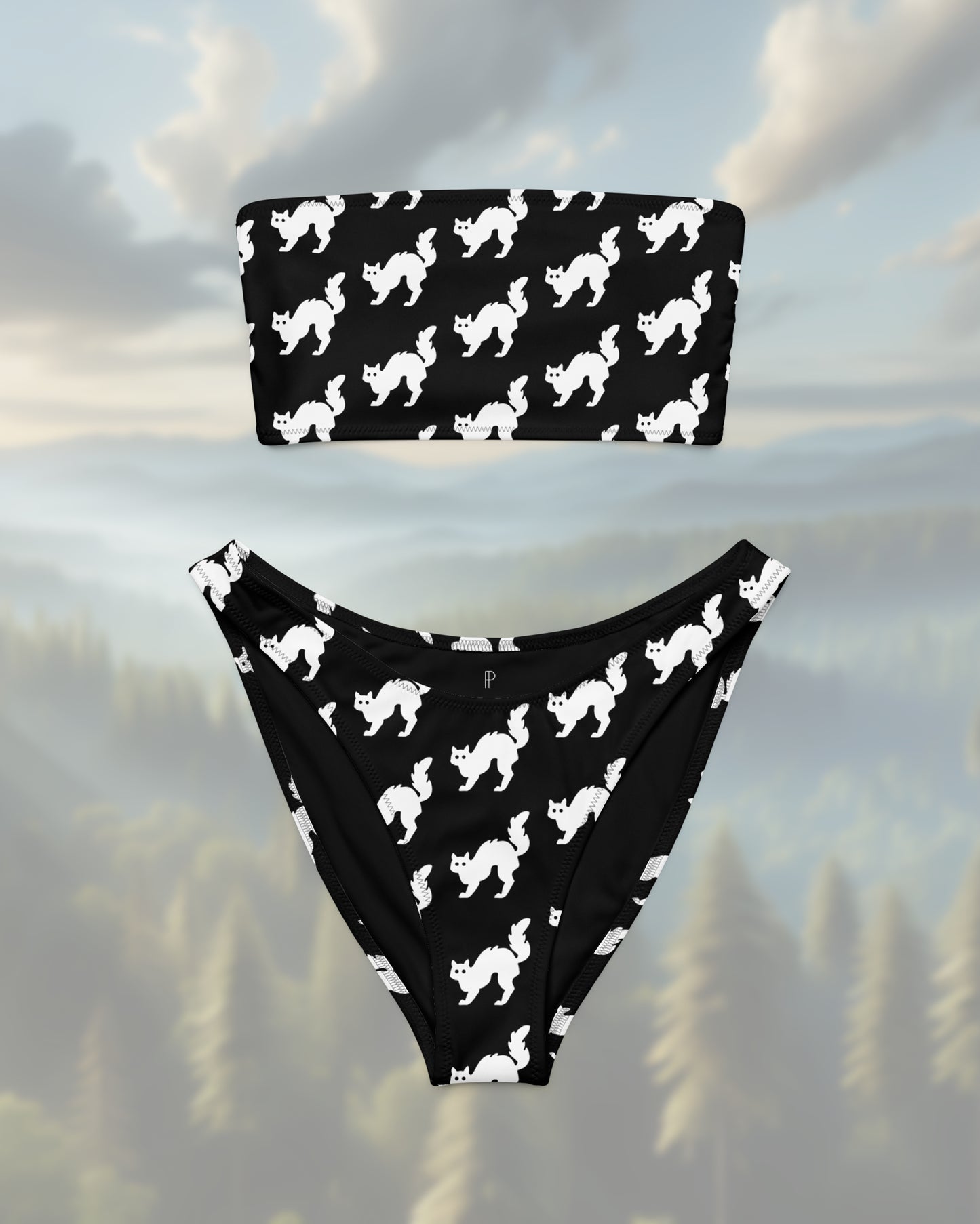 Recycelter Bandeau-Bikini mit Allover-Druck
