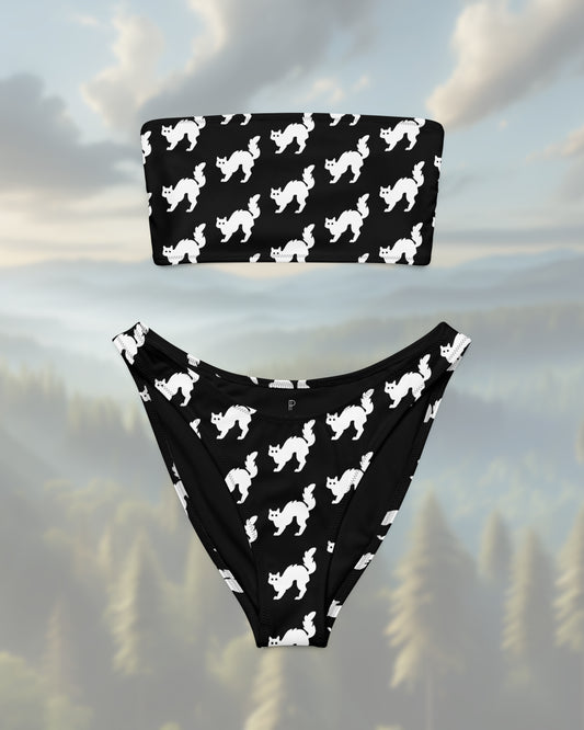 Recycelter Bandeau-Bikini mit Allover-Druck