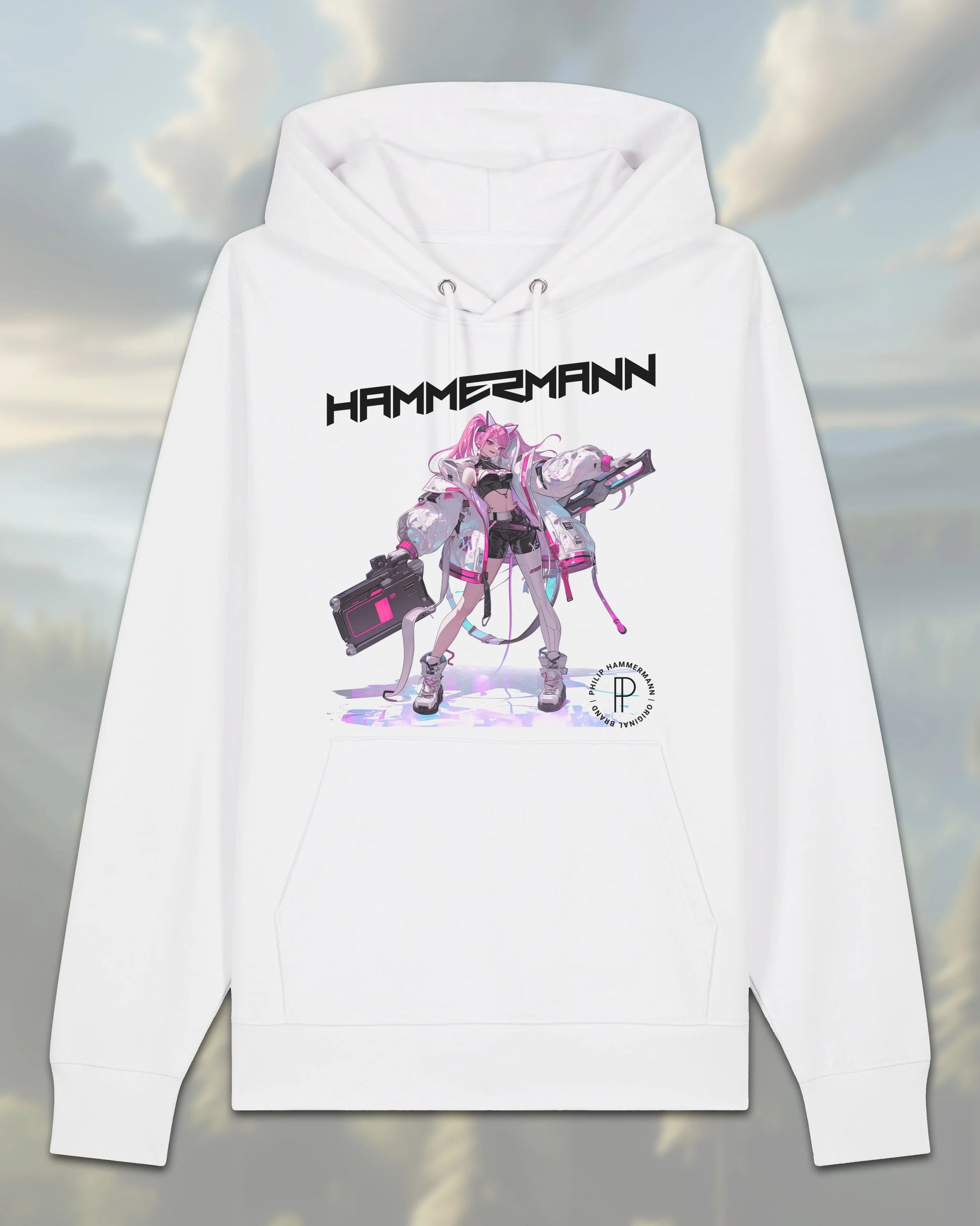 Fleece Hoodie White Anime - Hoodies