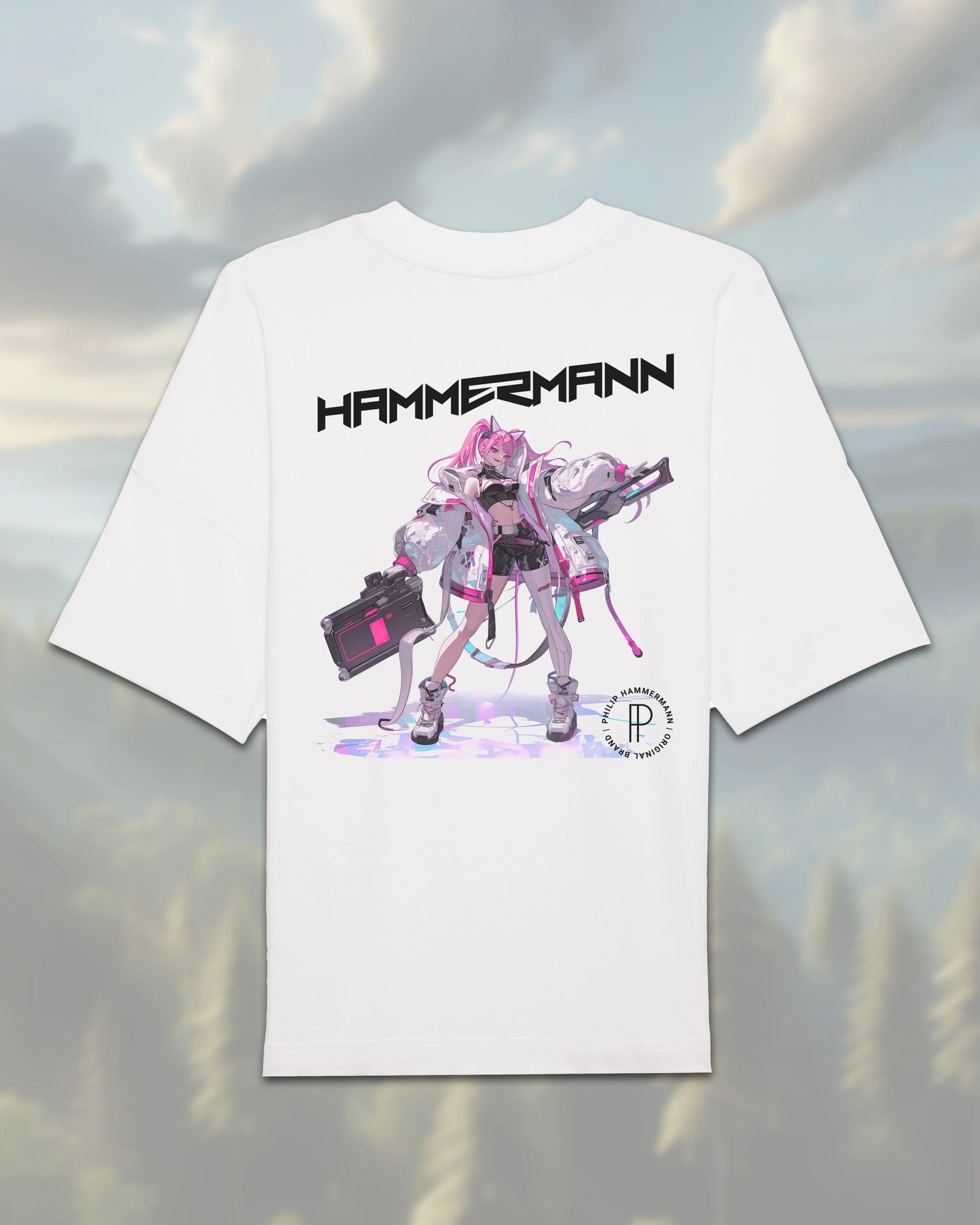Oversize T-Shirt | Anime White Back | Designer - Shirts
