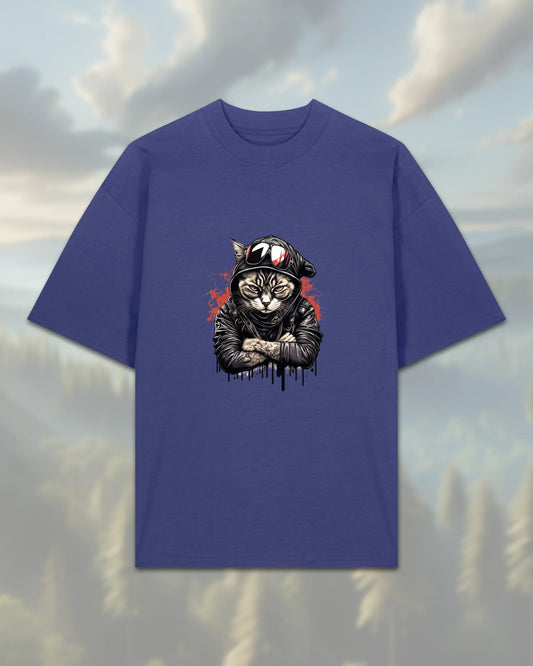 Oversize T-Shirt | Cat in Hoodie 2 - Dusk / XXS - Shirts